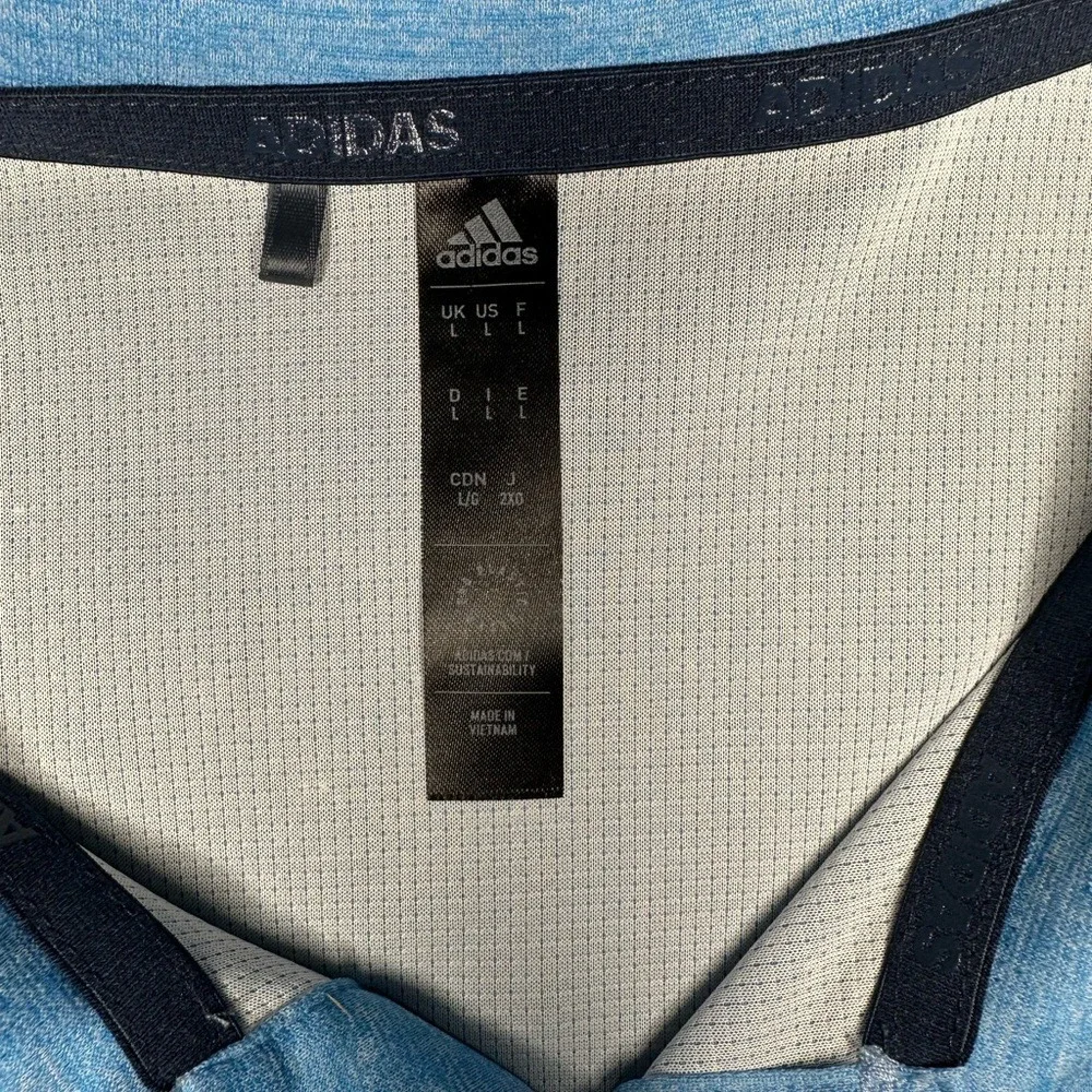 Adidas‎ HEAT.RDY Blue Golf Performance Polo Shirt Men's Large Moisture Wicking